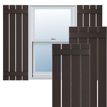 True Fit PVC Raisin Brown 4-Board Spaced Board-n-Batten Shuttersimage