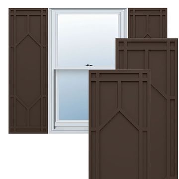 True Fit PVC Raisin Brown Shaker Fixed Mount Shuttersimage