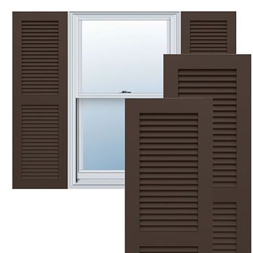 True Fit PVC Raisin Brown Two Equal Louver Fixed Mount Shuttersimage