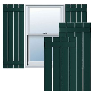 True Fit PVC Thermal Green 4-Board Spaced Board-n-Batten Shuttersimage