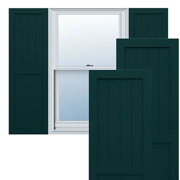 True Fit PVC Thermal Green Farmhouse Flat Panel Fixed Shuttersimage