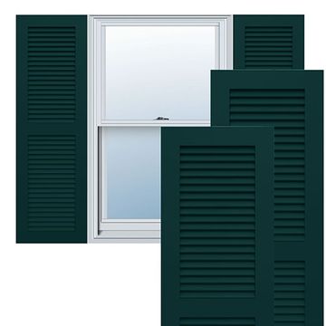 True Fit PVC Thermal Green Two Equal Louver Fixed Mount Shuttersimage