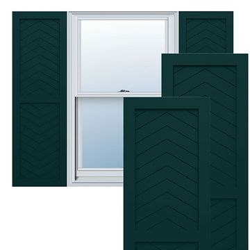 True Fit PVC Thermal Green Two Panel Chevron Fixed Mount Shuttersimage