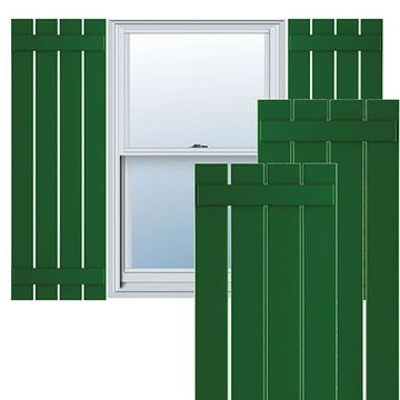 True Fit PVC Viridian Green 4-Board Spaced Board-n-Batten Shuttersimage