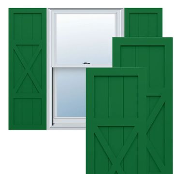 True Fit PVC Viridian Green Center X-Board Farmhouse Shuttersimage