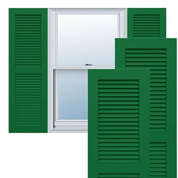 True Fit PVC Viridian Green Two Equal Louver Fixed Mount Shuttersimage