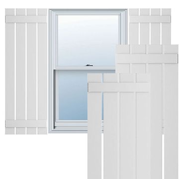 True Fit PVC White 4-Board Spaced Board-n-Batten Shuttersimage