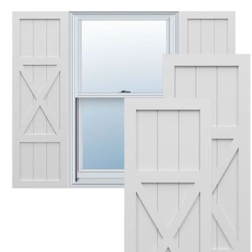 True Fit PVC White Center X-Board Farmhouse Fixed Mount Shuttersimage