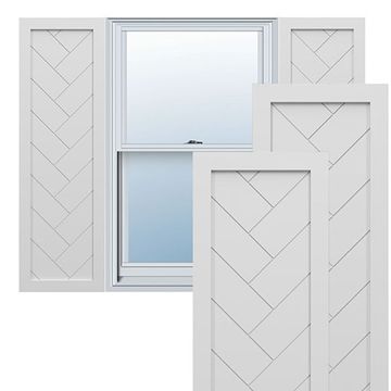 True Fit PVC White Herringbone Modern Fixed Mount Shuttersimage