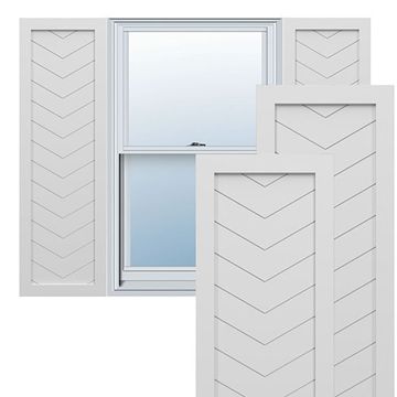 True Fit PVC White Single Panel Chevron Fixed Mount Shuttersimage