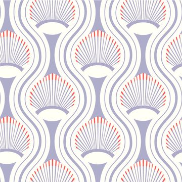 Mitchell Black Art Deco Shell Purple Wallpaperimage