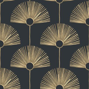 Mitchell Black Deco Fan Black Gold Wallpaperimage