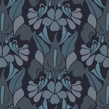 Mitchell Black Dragon Flower Grey Blue Wallpaperimage