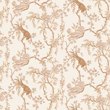 Mitchell Black Floral Bird Toile Cream Wallpaperimage