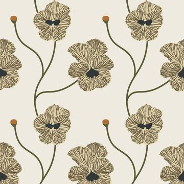 Mitchell Black Flourish Linen Wallpaperimage