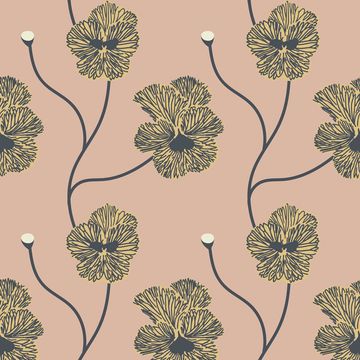 Mitchell Black Flourish Sunset Blush Wallpaperimage