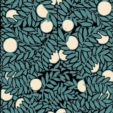 Mitchell Black Orange Grove Blue & Cream Wallpaperimage