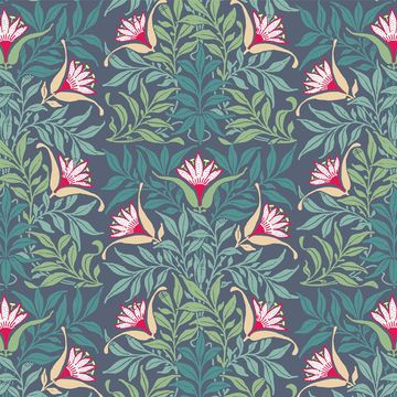 Mitchell Black Traditional Floral Blue & Green Wallpaperimage