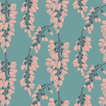 Mitchell Black Wisteria Floral Light Blue Wallpaperimage