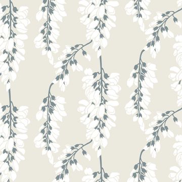 Mitchell Black Wisteria Floral Linen Wallpaperimage