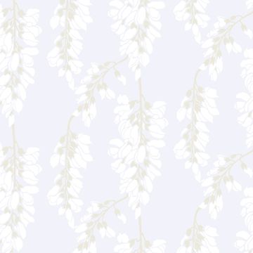 Mitchell Black Wisteria Floral White Wallpaperimage