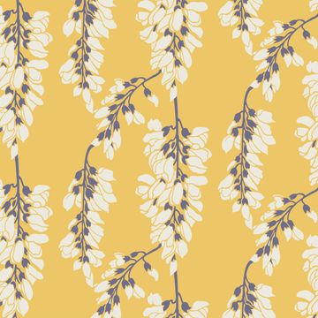 Mitchell Black Wisteria Floral Yellow Wallpaperimage