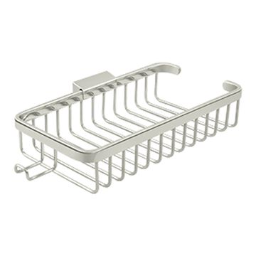 Deltana Shallow Rectangular Wire Bathroom Shower Basket With Hookimage