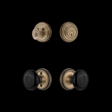 Nostalgic Warehouse Classic Rose Entry Set with Black Porcelain Knobimage