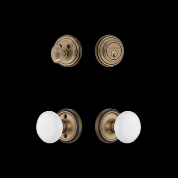 Nostalgic Warehouse Classic Rose Entry Set with White Porcelain Knobimage
