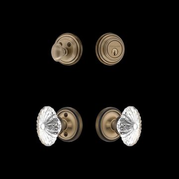 Nostalgic Warehouse Classic Rosette Entry Set with Oval Fluted Crystalimage
