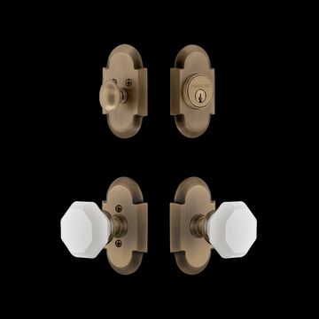 Nostalgic Warehouse Cottage Entry Set with White Waldorf Crystal Knobimage