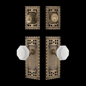 Nostalgic Warehouse Craftsman Entry Set - White Waldorf Crystal Knobimage