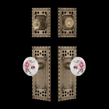 Nostalgic Warehouse Craftsman Entry Set with White Rose Porcelain Knobimage