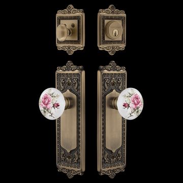 Nostalgic Warehouse Egg & Dart Entry Set - White Rose Porcelain Knobimage