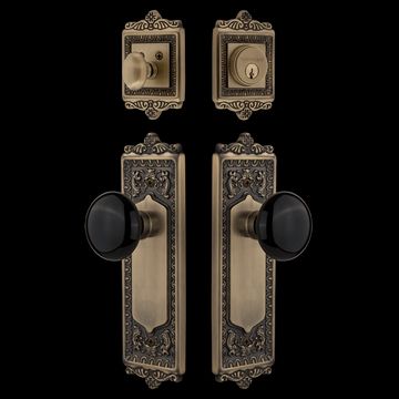 Nostalgic Warehouse Egg & Dart Entry Set with Black Porcelain Knobimage