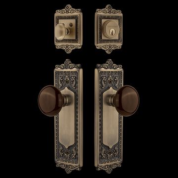 Nostalgic Warehouse Egg & Dart Entry Set with Brown Porcelain Knobimage