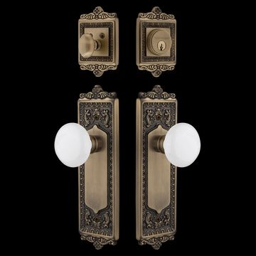 Nostalgic Warehouse Egg & Dart Entry Set with White Porcelain Knobimage