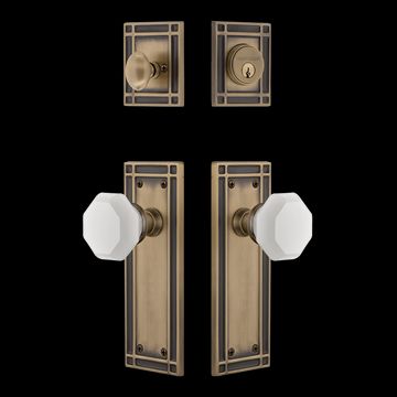 Nostalgic Warehouse Mission Entry Set with White Waldorf Crystal Knobimage