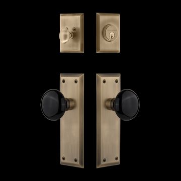Nostalgic Warehouse New York Entry Set with Black Porcelain Knobimage