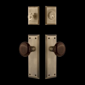 Nostalgic Warehouse New York Entry Set with Brown Porcelain Knobimage
