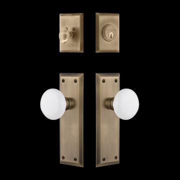 Nostalgic Warehouse New York Entry Set with White Porcelain Knobimage
