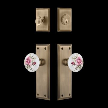 Nostalgic Warehouse New York Entry Set with White Rose Porcelain Knobimage