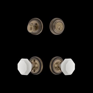 Nostalgic Warehouse Rope Rose Entry Set - White Waldorf Crystal Knobimage