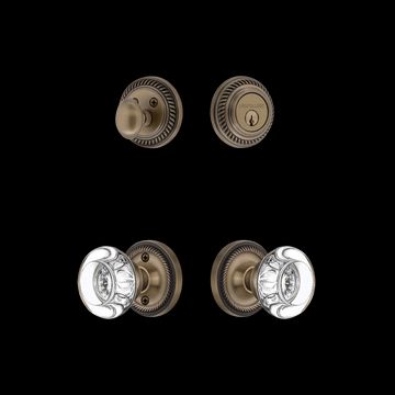 Nostalgic Warehouse Rope Rose Entry Set with Round Clear Crystal Knobimage