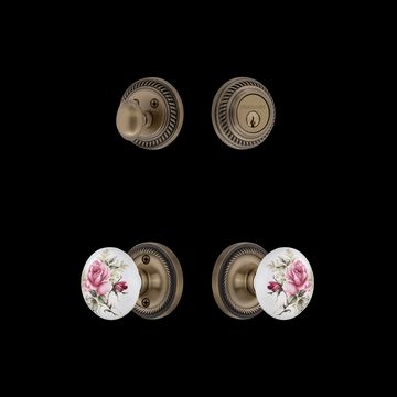 Nostalgic Warehouse Rope Rose Entry Set with White Rose Porcelain Knobimage