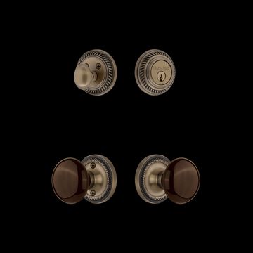 Nostalgic Warehouse Rope Rosette Entry Set with Brown Porcelain Knobimage