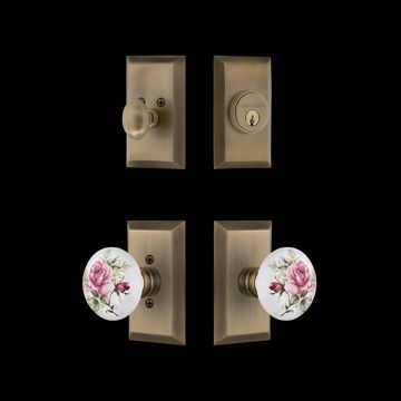 Nostalgic Warehouse Studio Entry Set with White Rose Porcelain Knobimage