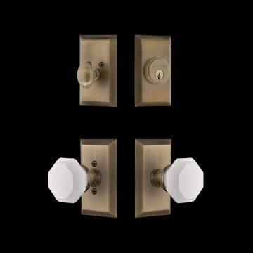 Nostalgic Warehouse Studio Entry Set with White Waldorf Crystal Knobimage