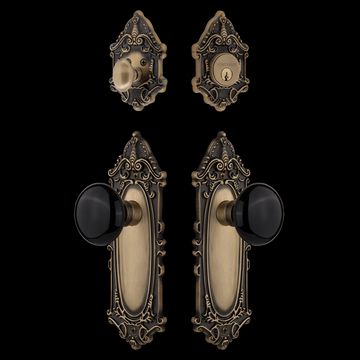 Nostalgic Warehouse Victorian Entry Set with Black Porcelain Knobimage