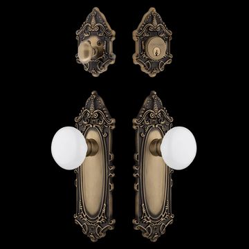 Nostalgic Warehouse Victorian Entry Set with White Porcelain Knobimage